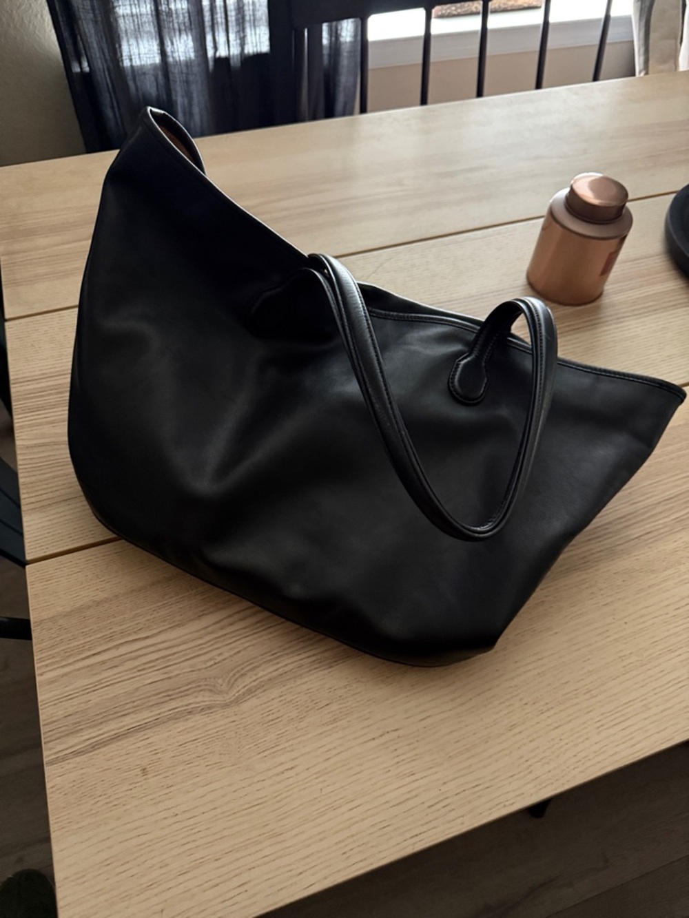 J. Crew Sleek Black Leather Tote